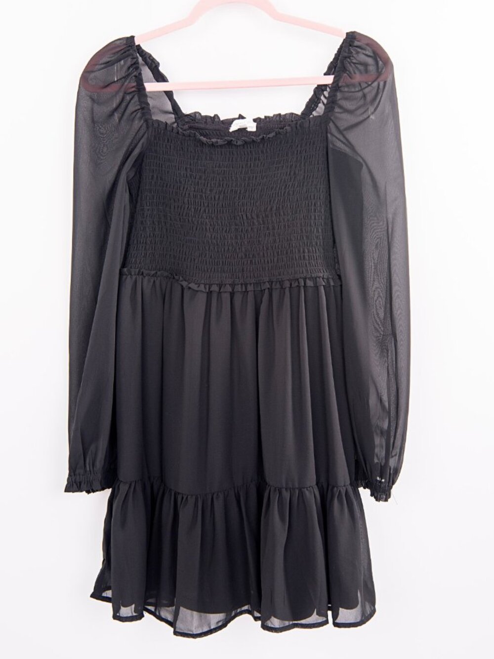 Chiffon Mini Dress XL Sheer Puff Sleeve Soft Goth Boho